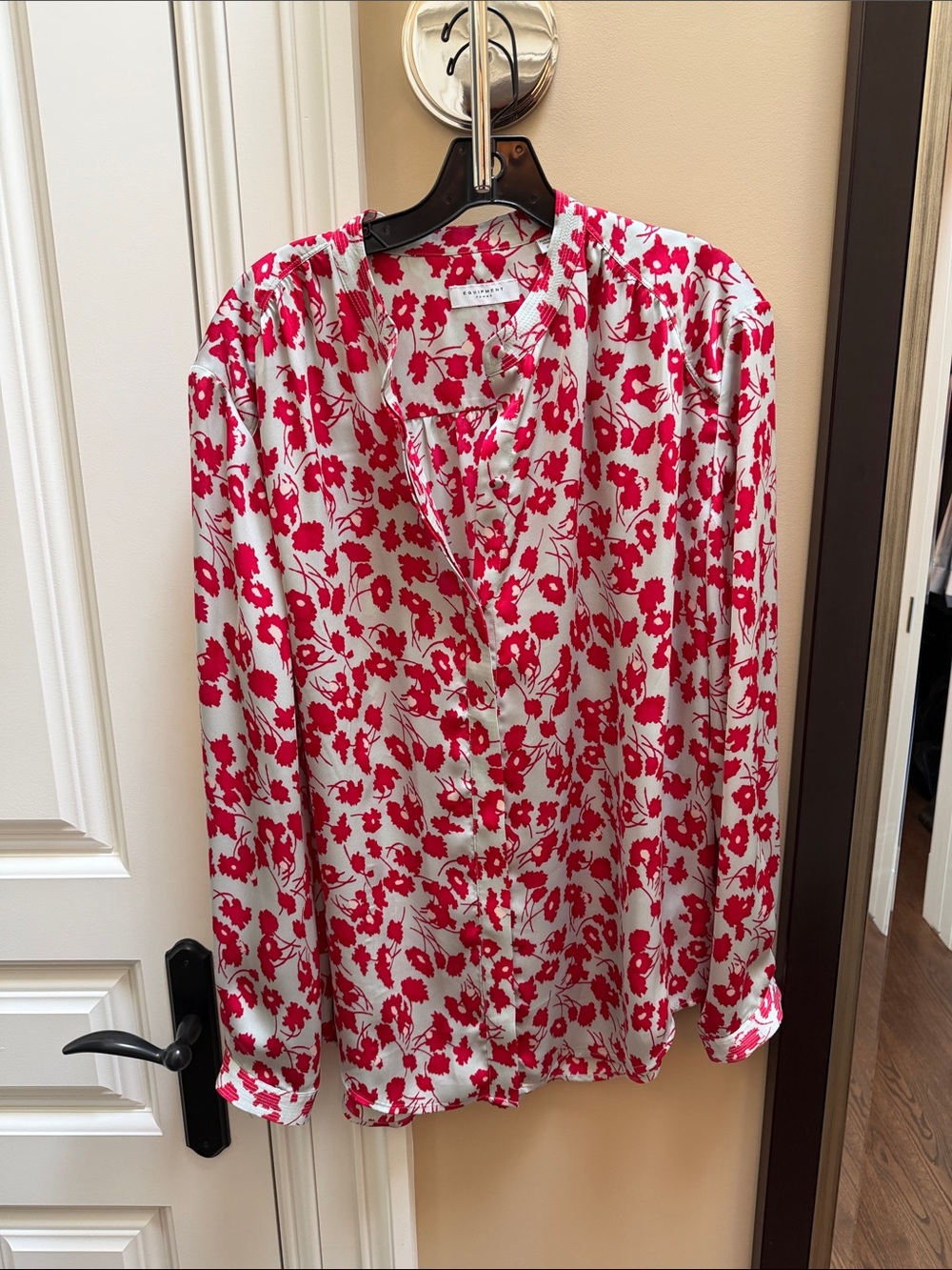 Equipment Red Floral Button-Front Blouse